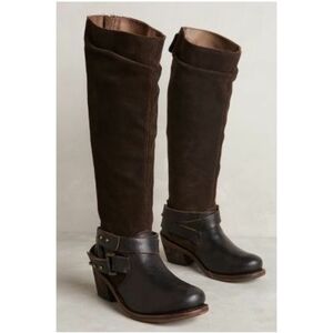 Anthropologie Gee Wawa Nancy Boots Brown Leather Suede Size 9 M